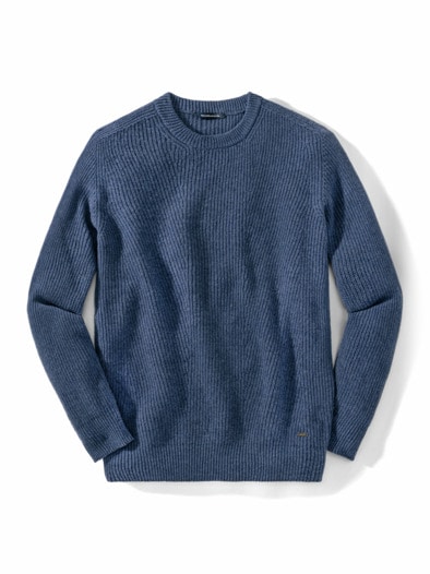 Cashmino Pullover Nahtlos Mittelblau