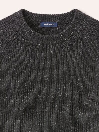Rundhalspullover in Tweed Optik Anthrazit