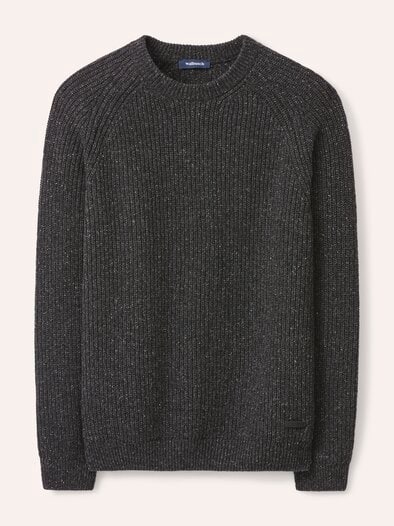 Rundhalspullover in Tweed Optik Anthrazit