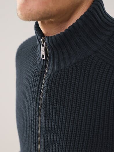 Zip-Jacke Patentstrick Marine