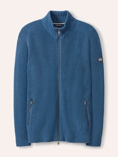 Zip-Jacke Patentstrick Rauchblau