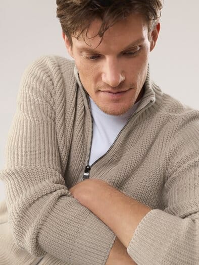 Zip-Jacke Patentstrick Natur