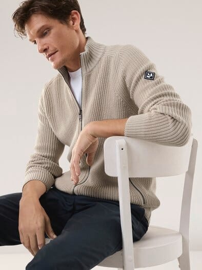 Zip-Jacke Patentstrick Natur