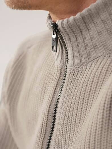 Zip-Jacke Patentstrick Natur