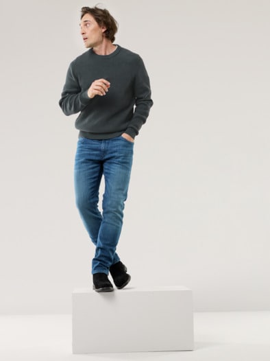 Komfort Ripp-Pullover Anthrazit