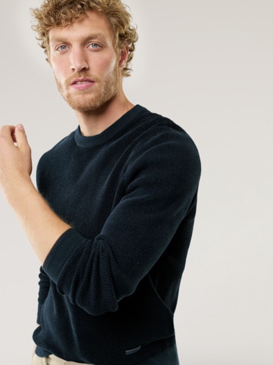 Komfort Ripp-Pullover Marine
