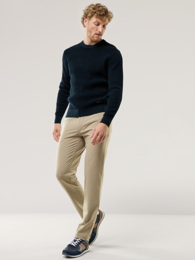 Komfort Ripp-Pullover Marine