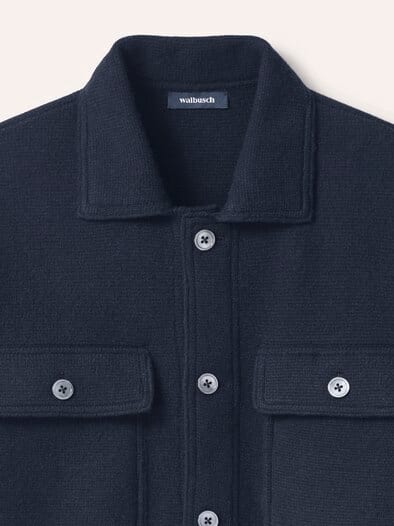 Hemdjacke aus Merinowolle Marine
