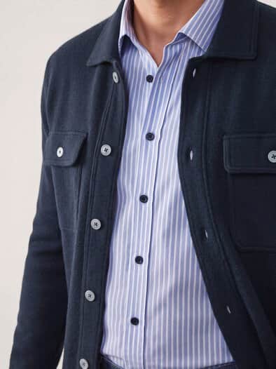 Hemdjacke aus Merinowolle Marine