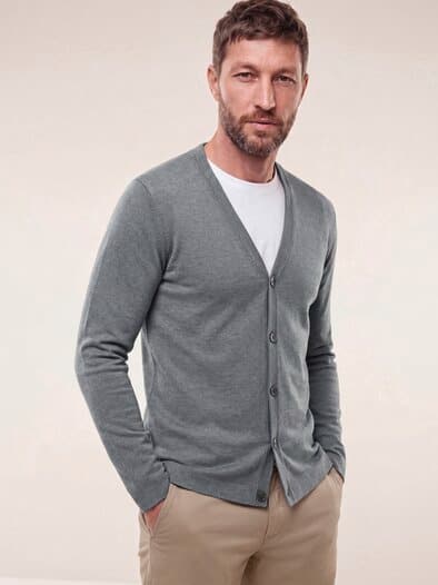 Milano Cardigan mit Baumwolle Grau Melange
