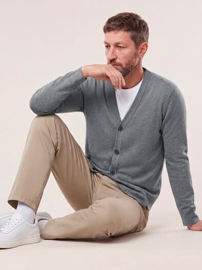 Milano Cardigan mit Baumwolle Grau Melange