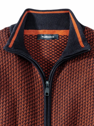 Zip-Strickjacke Klimawunder Marine/Orange