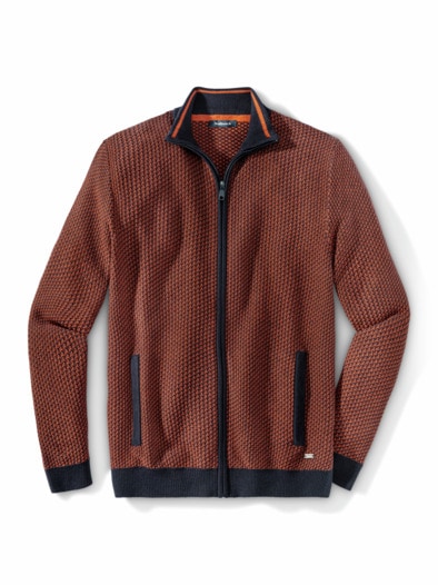 Zip-Strickjacke Klimawunder Marine/Orange