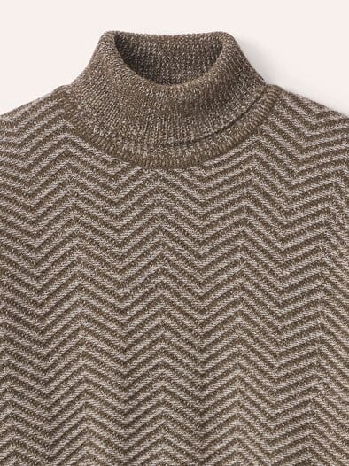 Rollkragenpullover mit Fischgratm. Sand