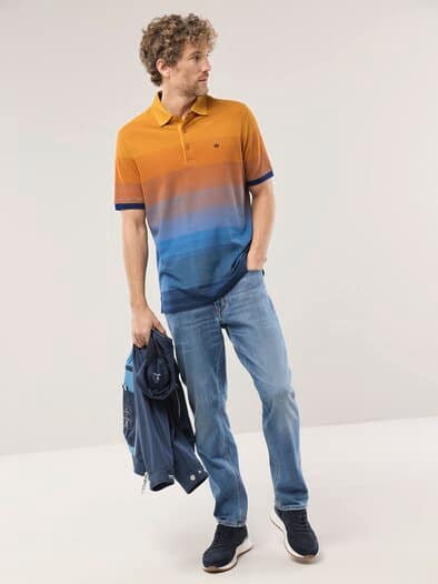 Ombre Streifenpolo Hitzefrei Orange