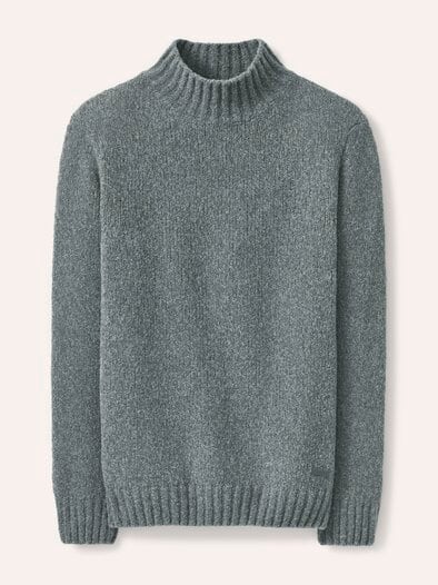 Stehkragen-Pullover in Boucle Optik Grau