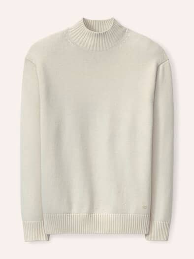 Stehkragen-Pullover mit Merinowolle Wollweiß