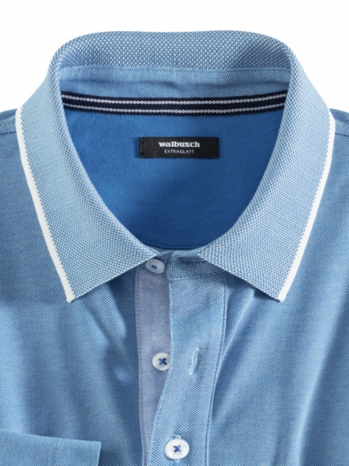 Extraglatt-Polo Thermoleicht Mittelblau