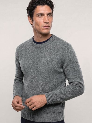 Premium Pullover mit Cashmere Grau Melange