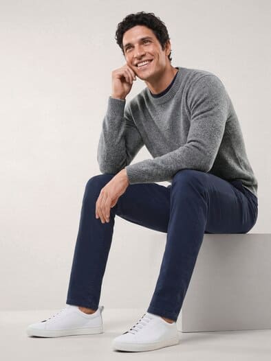Premium Pullover mit Cashmere Grau Melange