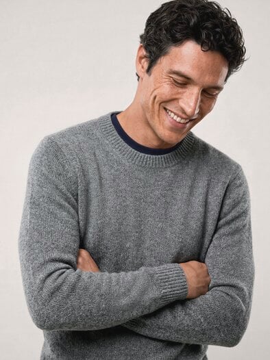 Premium Pullover mit Cashmere Grau Melange