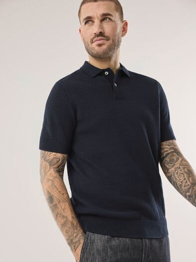 Strickpolo Klimastruktur Marine