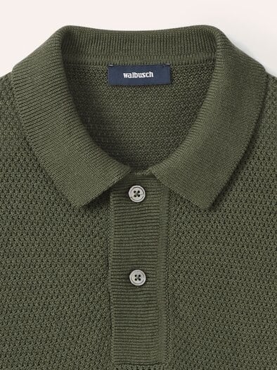 Strickpolo Klimastruktur Oliv