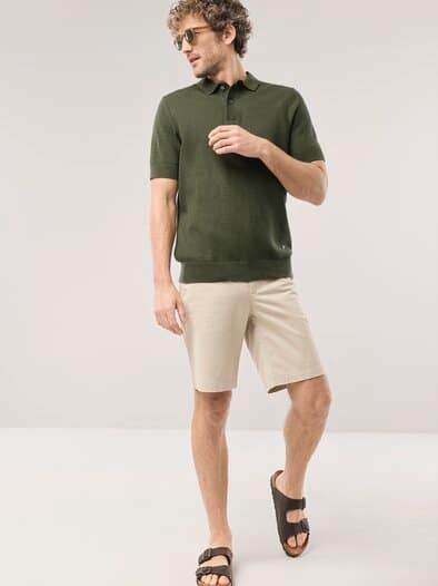 Strickpolo Klimastruktur Oliv