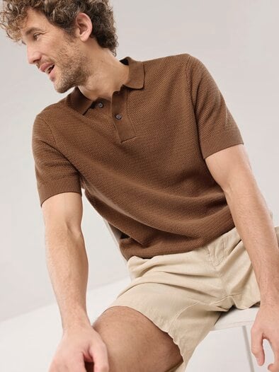 Strickpolo Klimastruktur Latte