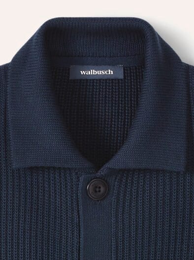 Gerippter Polo-Cardigan Marine