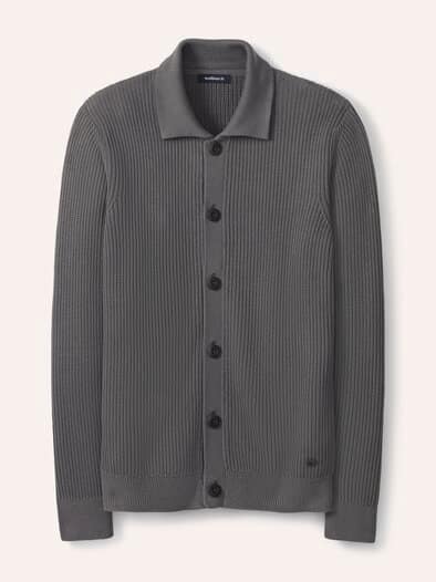 Gerippter Polo-Cardigan Grau
