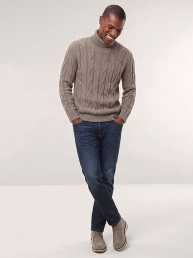 Rollkragenpullover mit Yakwolle Taupe