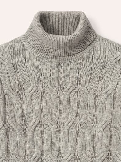 Rollkragenpullover mit Yakwolle Natur