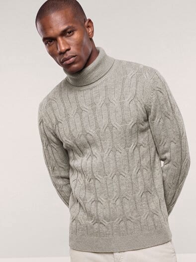 Rollkragenpullover mit Yakwolle Natur