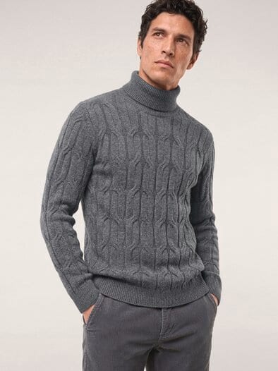 Rollkragenpullover mit Yakwolle Grau