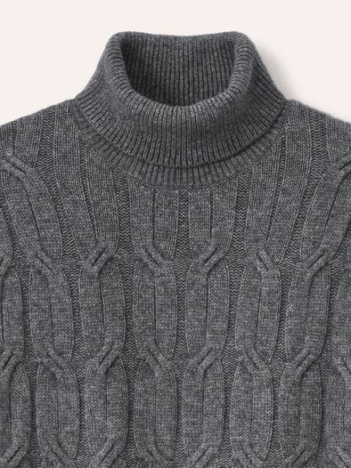 Rollkragenpullover mit Yakwolle Grau