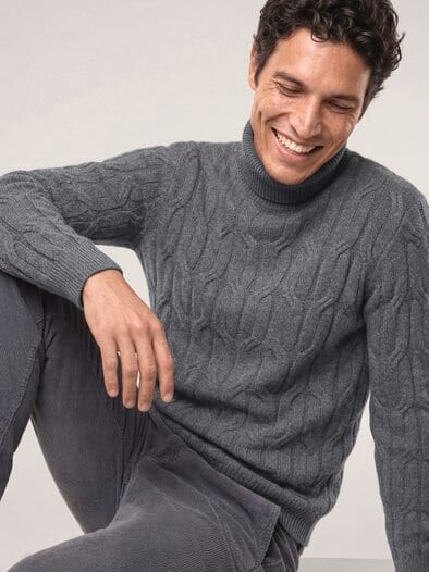 Rollkragenpullover mit Yakwolle Grau