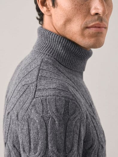 Rollkragenpullover mit Yakwolle Grau