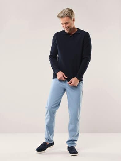 Gerippter Polopullover Marine