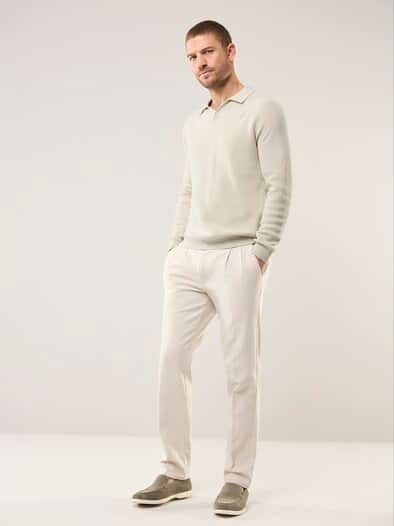 Gerippter Polopullover Natur