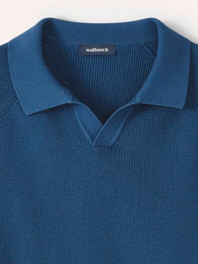 Gerippter Polopullover Rauchblau