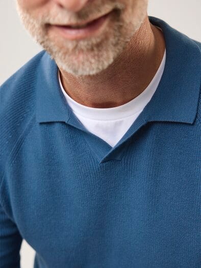 Gerippter Polopullover Rauchblau