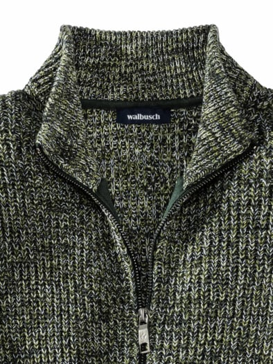 Mouline Zip-Jacke Moosgrün