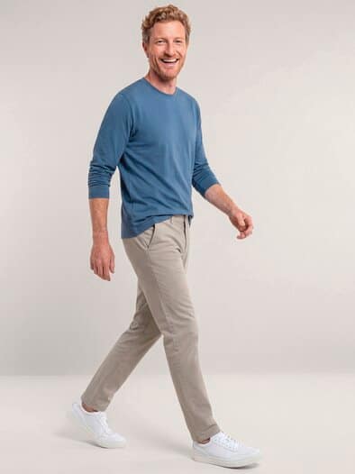Langarmshirt aus Baumwollmix Meerblau