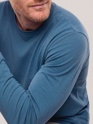 Langarmshirt aus Baumwollmix Meerblau