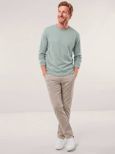 Langarmshirt aus Baumwollmix Lindgrün