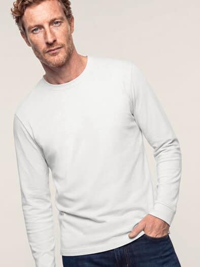 Langarmshirt aus Baumwollmix Weiß