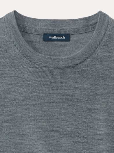Rundhals-Pullover Merino Extrafein Grau Melange