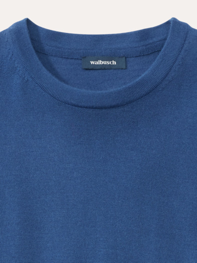 Rundhals-Pullover Merino Extrafein Königsblau