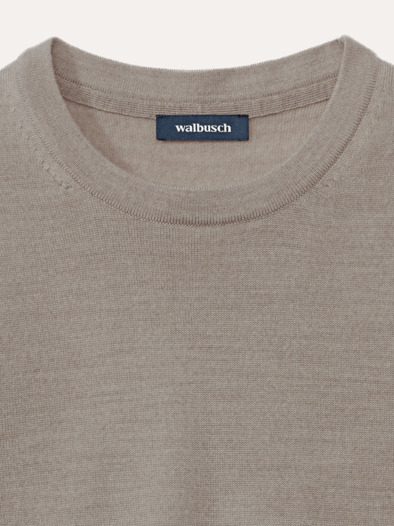 Rundhals-Pullover Merino Extrafein Natur